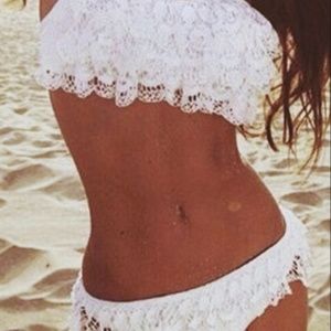 White Halter Lace Bikini